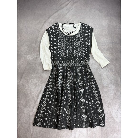 Geometric Pattern Sleeveless Knit Dress XL By 41 Hawthorn - Black & White - Picture 7 of 9